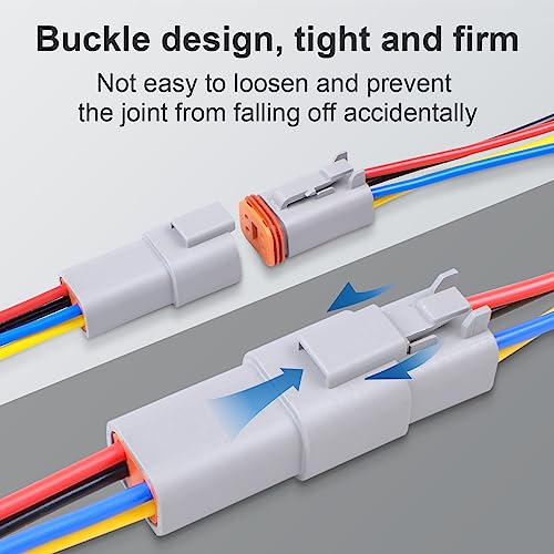 6Pack 4-Pin Waterproof DT Connector Male and Female Wire Connectors with 16AWG 105℃ 600V Wires and Heat Shrink Tubes, Applicable for Automotive Electrical Connections - size: 4-pin/6pack