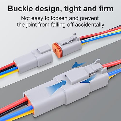 6Pack 4-Pin Waterproof DT Connector Male and Female Wire Connectors with 16AWG 105℃ 600V Wires and Heat Shrink Tubes, Applicable for Automotive Electrical Connections - size: 4-pin/6pack