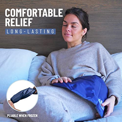 Glacial Comfort Large Gel Ice Pack for Injuries Reusable - (15" x 11") Cold Pads for Back Pain, Hip, Knee, Shoulder, Muscle Strains, Migraine & Postpartum Recovery, Flex Technology - Compression Pad. - size: Large (15" x 11")