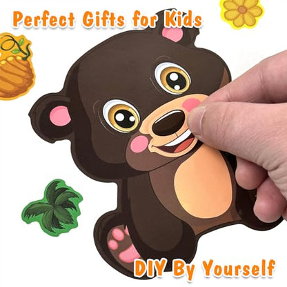 48 Sheets Make-a-Face Animal Stickers Mix and Match for Kids Party Favors Supplies Activities Crafts - style: Mixed Animals