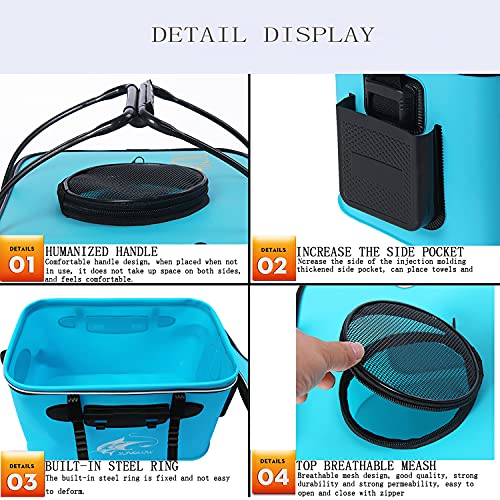 Grneric Fishing Bucket, 6Gallon/8Gallon/10Gallon Foldable Fish Bucket,Live Fish Container Multi-Functional Live Fish Bait Bucket,Outdoor Camping EVA Fishing Bag and Fish Protection Bucket - color: 30l/8gallon(blue)