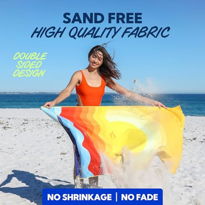 SUN NINJA Quick Dry Towel, Microfiber Beach Towel 63x32in, Sunset - color: Sunset
