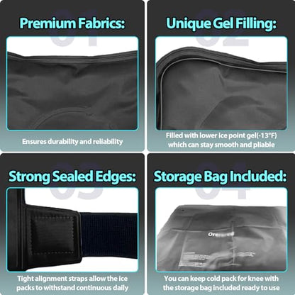 Ice Packs for Injuries Reusable Knee Gel Ice Pack Wrap for Swelling Black | Pliable Low-Freeze Gel, Multi-Joint Pain Relief, Hands-Free Secure Strap, Accelerated Recovery Tool, Large - color: 1pc Knee Ice Wrap-black