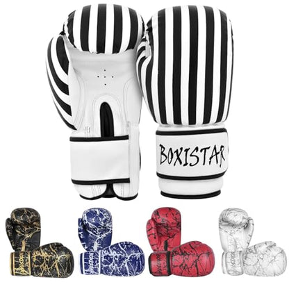 Athllete Boxistar Boxing Gloves, Boxing Gloves Men/Boxing Gloves Women, Available in 8 oz, 12 oz, 14 oz, 16 oz with Optimal Padding - color: Black/White, size: 14 oz