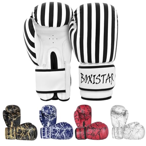 Athllete Boxistar Boxing Gloves, Boxing Gloves Men/Boxing Gloves Women, Available in 8 oz, 12 oz, 14 oz, 16 oz with Optimal Padding - color: Black/White, size: 12 oz