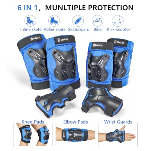 Tanden Skating Protective Gear Knee and Elbow Pads Wrist Guards for Roller Skating Skateboarding, Skate Pads Adult Knee Pads - color: Blue, size: Adult (14+ years)