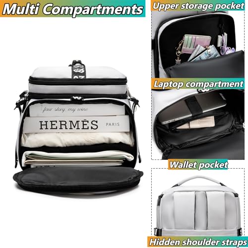 SDTAME Gym Duffel Backpack with Shoe Pocket & Laptop Sleeve - color: Grey