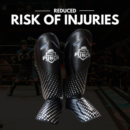 Shin Guards Kickboxing Leg Pads with Instep Protection, Muay Thai MMA Martial Arts Kicking Sparring Training Gear - color: Black & Silver, size: Medium
