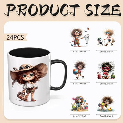24PCS Summer Weird Girls UV DTF Cup Wrap UV DTF Cup Wraps Suitable for Mugs, Glasses, Notebooks, Computers, Tables and Chairs, etc. for DIY Creativity, High Viscosity UV DTF Transfer Paper - style: Summer Weird Girls