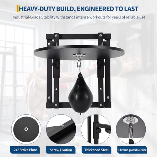 Garvee 24 Inch Adjustable Speed Bag Platform Kit with 360° Swivel, Wall Mount Boxing Punching Bag Stand, Includes Speedbag and Air Pump