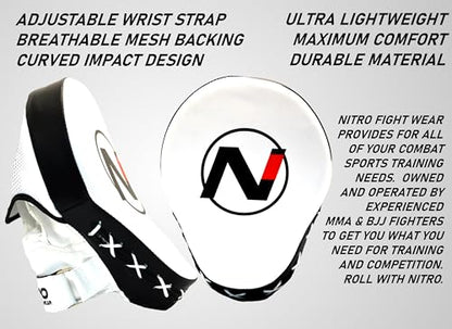 Focus Mitts | Boxing & Muay Thai Punching Pads | Kickboxing & MMA Training Punch Shield - color: White