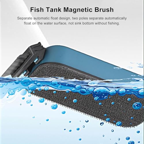 Aquarium Fish Brush Double-Sided Glass Cleaner Suspension Scraper Removal Tool for 5-15mm Glass, 60-120cm (Magnetic Brush + Ordinary Scraper)
