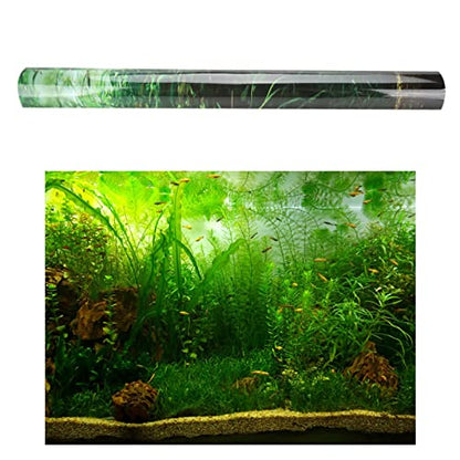 AYNEFY Aquarium Fish Background Poster, Water Grass Aquarium Background Poster PVC Adhesive Background Sticker Wallpaper Poster Aquarium Backdrop Decor (#8) - size: #8