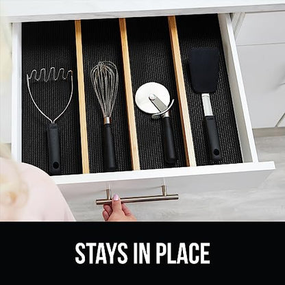 GORILLA GRIP powerGRIP Drawer Shelf and Cabinet Liner, Thick Strong Hold, Non-Adhesive Liners Protect Kitchen Cabinets and Cupboard, Bathroom Drawers, Easy Install, Breathable Mat, 12" x20', Black - color: Black, style: 12" x 20'
