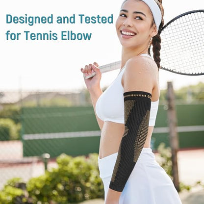 Copper Elbow Compression Sleeve, Extends to Forearm, Snug Fit, X-Large | Copper Infused, Extended Coverage, Tennis Elbow Brace, Weightlifting, Tendonitis, Golfers Elbow Pain Relief - size: X-Large