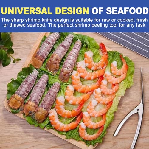 Multifunctional Shrimp Deveiner & Peeler Set, All-in-One Shrimp Cleaner Knife, Efficient Portable Shell Remover Tool for Easy Peeling Deveining, Pelador y Limpiador de Camarones