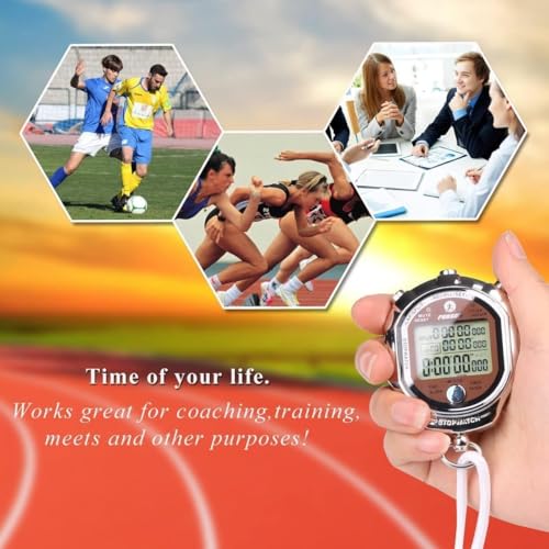 Stopwatch Timer, Digital Stop Watch with 0.01second & 0.001second Timing, Metal 10/100/400 Laps Memory, Rolilink Large dispaly Alarm Clock for Coach Sports Running Marathon - color: 100 Lap-metal