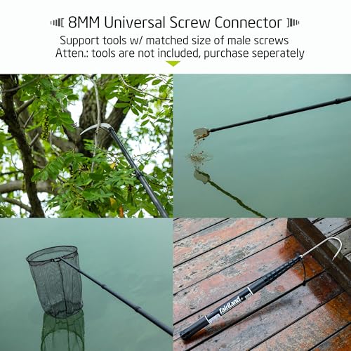 Maykay Carbon Telescopic Fishing Net with Long Handle up-to14ft – Lightweight Rubber Landing Net for High Docks, Piers, Boats, Coastal & Jetty, Collapsible with Carrying Bag