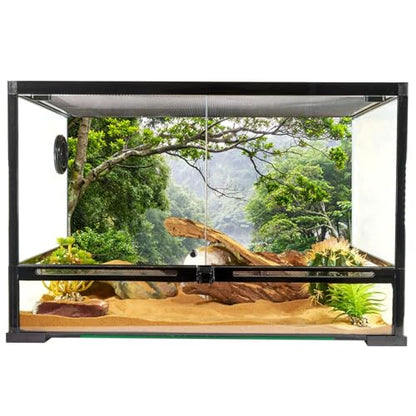 AWERT 72x18 inches Tropical Rainforest Terrarium Background Foggy Fores Green Trees Lake Nature Reptile Habitat Background Durable Polyester Aquarium Background - size: 72x18in/180x45cm