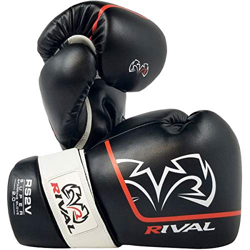 RIVAL Boxing RS2V 2.0 Super Sparring Gloves - Uses a Single Strap, Hook and Loop System Instead of Laces, Soft Inner Lining - color: Black, size: 18 oz.
