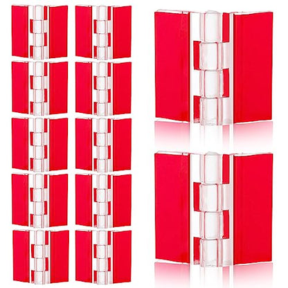 12 Pcs Plastic Acrylic Hinges - Self Adhesive Clear Small Hinges for Cabinet Aquarium Lid Furniture Display Stand, 35x30mm
