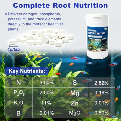 Root Tabs Aquarium Plant Fertilizer – Slow Release Root Feeder Tablets for Freshwater Planted Tanks, Safe for Fish & Shrimp, Helps Develop Strong Roots, 100g/Bottle (1)