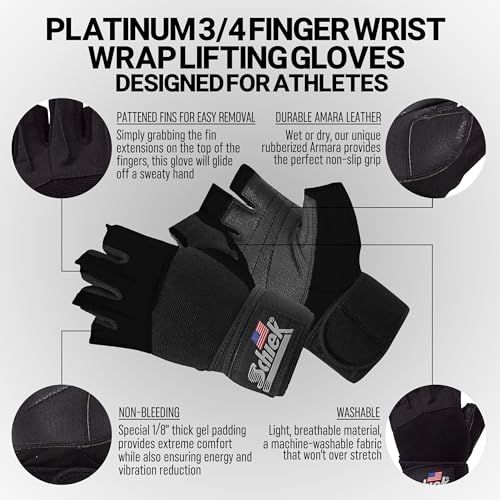 Schiek Sports 540 Platinum Lifting Gloves, Gym Workouts | Wrist support, weight training, durable grip, comfortable palm padding, weightlifting gloves, sports wrap, gym gloves for men - size: X-Small