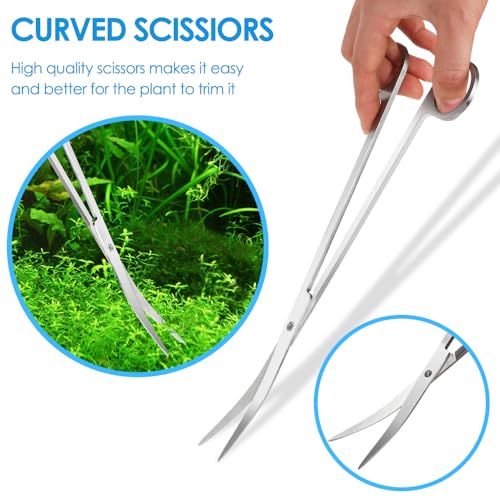 Aquascape Tools Aquarium Kit, 4PCS Long Aquascaping Tools Stainless Steel Aquatic Plants Set for Fish Tank, Aquarium Plant Trimming