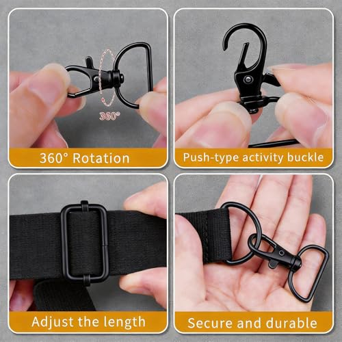 Hysagtek 60 Pcs Purse Hardware for Bag Making - Swivel Hook D Rings Slide Buckles, Bag Hardware Supplies for Handbag Fasteners, Strap, Backpack DIY Craft Accessories, 1 Inch, Black - color: Black