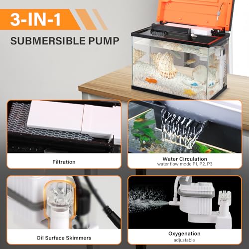 hygger Smart Aquarium Starter Kit, Glass Fish Tank with 24/7 Mode Light, Heater, Water Pump, Filter Media, Auto Feeder,Water Changer, Cleaning Tool, Fishing Net,Timer Automatic Switch (10 Gallon)