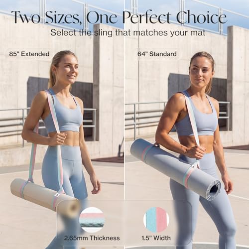 Tumaz Yoga Mat Strap Adjustable Carrier for All Yoga Mats, 2 Sizes - color: 02. Pink Match, size: 64 IN