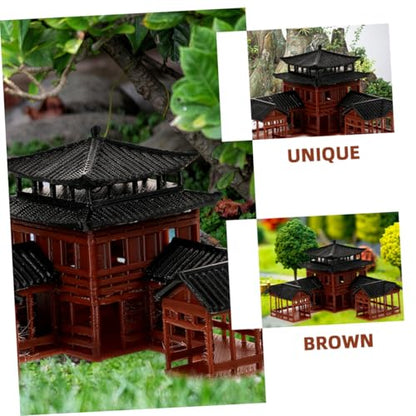 Miniature Pagoda Garden Statue 3.14X3.14X2.36In Japanese Zen Aquarium Decor Fish Tank Statue and Bonsai Figurines Ancient Inn Landscape Model for Meditation and Micro Landscape