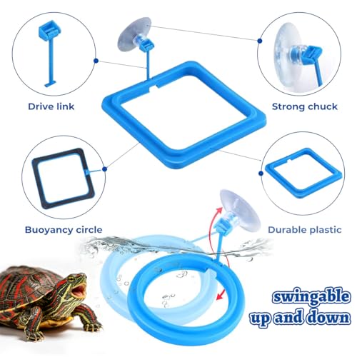 3 Pcs Aquatic Turtle Tank Accessories, Turtle Feeding Ring with Suction Cup and Brush, Toys for Tortoise Aquarium Enrichment Habitat