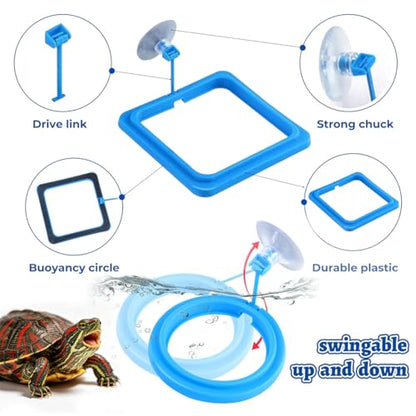 3 Pcs Aquatic Turtle Tank Accessories, Turtle Feeding Ring with Suction Cup and Brush, Toys for Tortoise Aquarium Enrichment Habitat