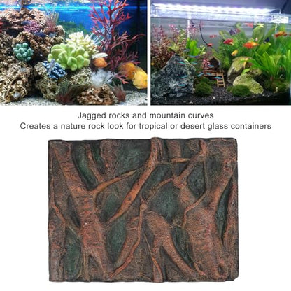 CDQL Aquarium Terrarium Background, Multipurpose 3D Reptile Background, Foam Aquarium Decor Backgrounds, Easy to Assemble for Reptiles Lizard Fish Frog (H)