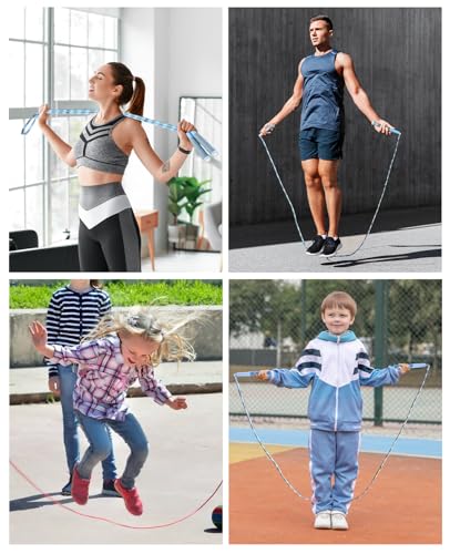 2 Pack Beaded Jump Rope for Kids, Upgraded Segmented Jumping Rope for Workout, Adjustable Skipping Rope Speed Rope for Men & Women, Tangle-Free Kids Jump Rope with Soft Non-slip Handles