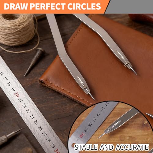 Radius Divider Tool 12 Inch, Fast Adjusting Scriber for Sheet Metal Fabrication & Layout Work, Resharpenable Replaceable Points, Metalworking Woodworking Insulation Tool, Draws Circles Up to 32 Inches