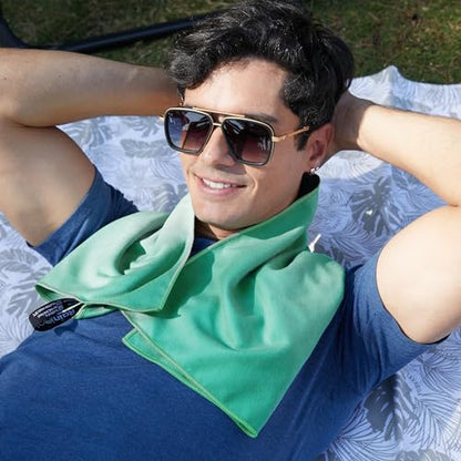Rainleaf Microfiber Towel Quick Dry Camping & Travel & Gym Towel. Compact - color: Apple Green, size: 32.00" x 16.00"