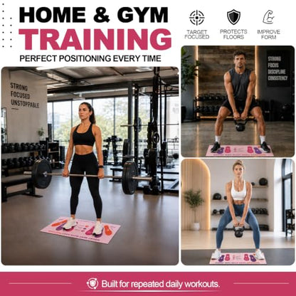 Squat Mat with Foot Position, Non-Slip Workout Mat for Safe Squat - color: Rose