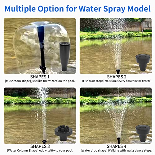 15W 1000L/H Submersible Fountain Water Pump with 12 Colorful LED Lights, Mushroom and Blossom Spray Head for Fountain,Pond,Outdoor Water Feature, Statuary Gardens,Aquarium Fish Tank
