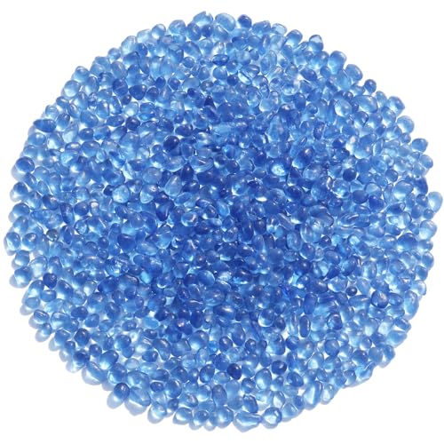 Sea Glass Stones - Light Blue Clear Glass Pebbles Gemstones - Perfect for Aquarium Rocks, Fish Tank Gravel, Vase Fillers, DIY Crafts, and Home Decor (0.9LB/14oz) - color: Light Blue