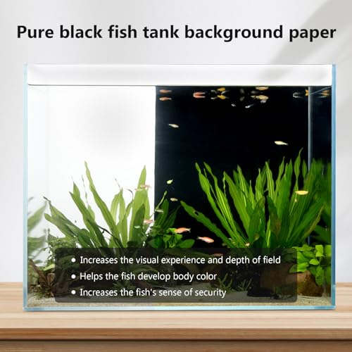 Aquarium Background Paper Decor Fish Tank Backdrop Wallpaper Electrostatic Adhesive, No Glue, Easy to Install, Reusable (11.8“H×39.4”L, Black) - size: 11.8“H×39.4”L