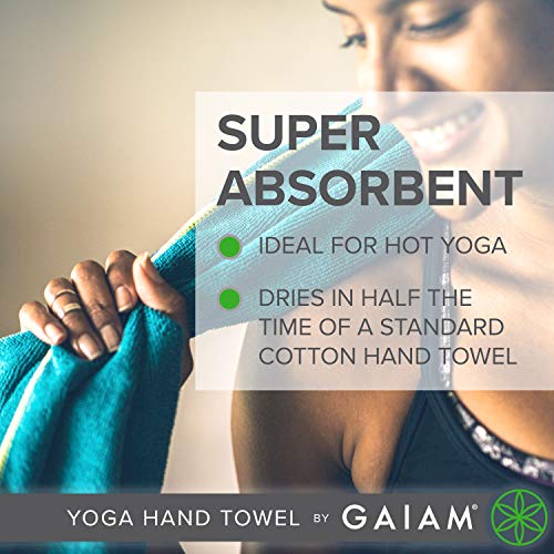 Gaiam Yoga Hand Towel, Microfiber, 30"x20" (Black/White) - color: Blue Shadow