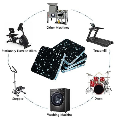 Luwint Treadmill Mat Pads, Rubber Foam Padding, Sound Isolation, Anti Vibration, Shock Absorbing, Noise Reduction Floor Protection Sheets for Treadmill, Washer Machine, Exercise Equipment - color: 4 Pcs