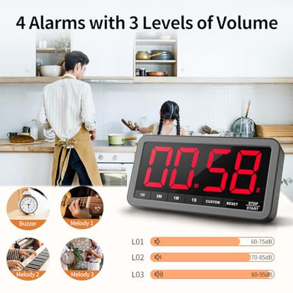 VOCOO Large 7.8" Digital Timer, Magnetic LED Timer for Kitchen & Classroom - color: Space Grey