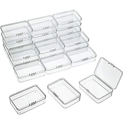 SATINIOR 24 Packs Small Clear Plastic Beads Storage Containers Box with Hinged Lid for Storage of Small Items, Crafts, Jewelry, Hardware (3.7 x 2.5 x 1 Inches) - size: 3.7 x 2.5 x 1 in