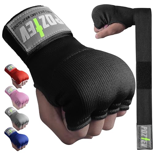 Boxing Hand Wraps for Men & Women - Boxing Quick Wraps Inner Gloves Kickboxing Handwraps for Boxing Gloves Gear Knuckle Support Elastic Wrist Straps for Training MMA Shadowboxing Muay Thai - color: Black, size: Large-X-Large