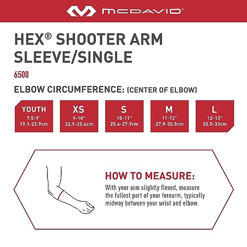 McDavid HEX Shooter Arm Sleeve Single Padded Compression Sleeve Basketball Football Sports Protection - color: Royal, size: Small