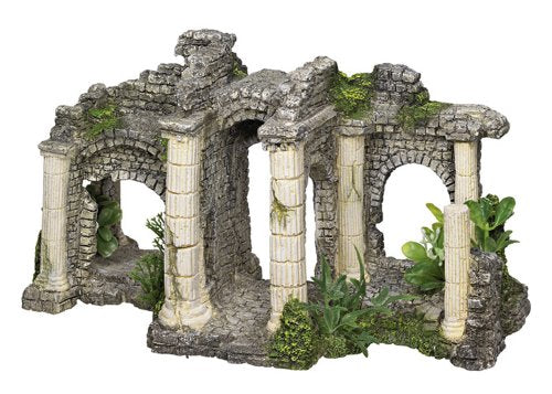 Nobby Aqua Ornaments Hadrians Gate with Plants, 27.5 x 13.5 x 15.5 cm, Pack of 1