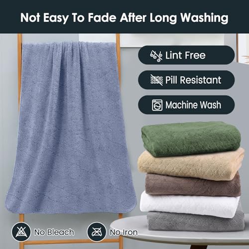 JML Bath Towels, Pack of 4, 30"x60", Large, Blue - color: Grid Blue, size: 4 Pack (30 in x 60 in)